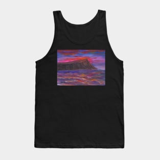 Stunning Hawaiian Sunset Over Water, Honolulu, Oahu, Painting Tank Top